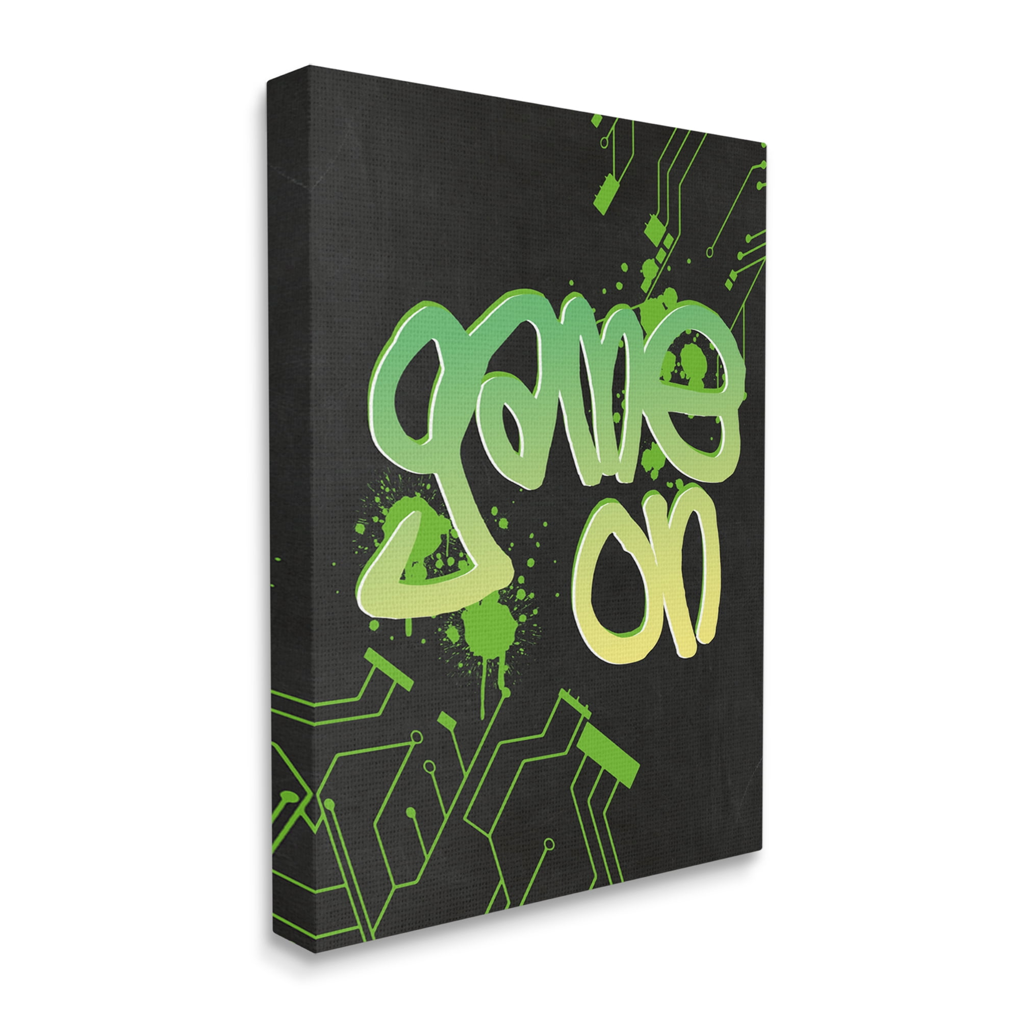 Stupell Industries Urban Game On Abstraction Abstract Painting Gallery Wrapped Canvas Art Print Wall Art, 16 x 20