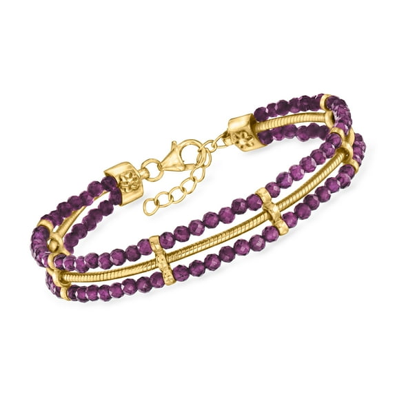 Ross-Simons 15.00 ct. t.w. Amethyst Bead and Snake-Chain Bracelet in 18kt Gold Over Sterling, Women's, Adult