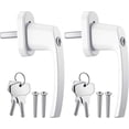 thumbnail image 1 of White Aluminum Key-Lockable Window Handles, Balcony Door Handles with 8 Screws and 8 Keys, Suitable for All Common Window and Balcony Doors, 1 of 5