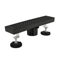 JERFIT 12" Linear Shower Drain with Hair Catcher, Matt Black Stainless Steel, Channel Drain for Modern Bathroom & Wet Room Floor