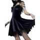 thumbnail image 5 of Txlixc Vestido de terciopelo con volantes para mujer, correa de espagueti, cuello en V, ribete de encaje, lazo, una pieza Txlixc Sexy, 5 of 8