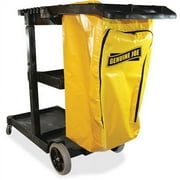 Genuine Joe Workhorse Janitor's Cart x 40" Width x 20.5" Depth x 38" Height - Charcoal, Yellow - 1 Each