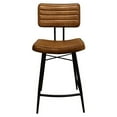 thumbnail image 2 of Mia 24 Inch Counter Stool Set of 2 Hand Dyed Brown Leather Deep Tufting, 2 of 6
