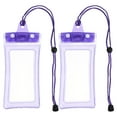 thumbnail image 1 of Funda impermeable para teléfono móvil Uxcell, bolsa universal para teléfono bajo el agua, paquete de 2 morado, 1 of 7