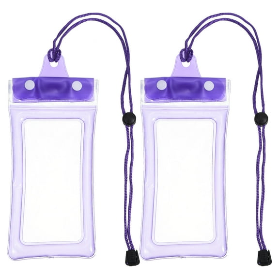 Unique Bargains Waterproof Mobile Phone Pouch, Universal Underwater Phone Case Bag, Purple 2 Pack