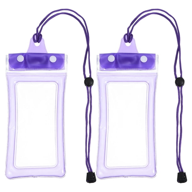 Funda impermeable para teléfono móvil Uxcell, bolsa universal para teléfono bajo el agua, paquete de 2 morado