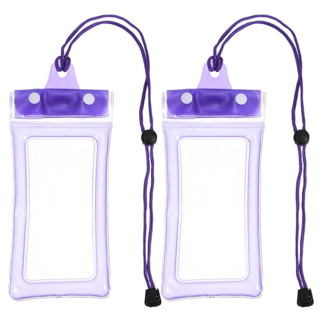 Funda impermeable para teléfono móvil Uxcell, bolsa universal para teléfono bajo el agua, paquete de 2 morado
