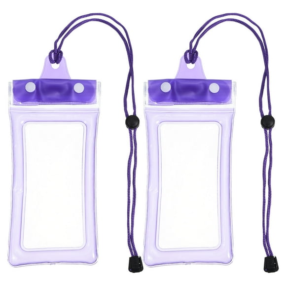 Uxcell Waterproof Mobile Phone Pouch, Universal Underwater Phone Case Bag, Purple 2 Pack