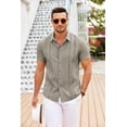 thumbnail image 3 of COOFANDY Men's Cuban Guayabera Short Sleeve Button Down Shirt - Casual Summer Beach Linen Shirts, 3 of 7
