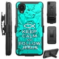 thumbnail image 1 of Compatible with TCL A3 Hybrid Luxguard Holster Phone Case Cover (Teal Follow Jesus), 1 of 1