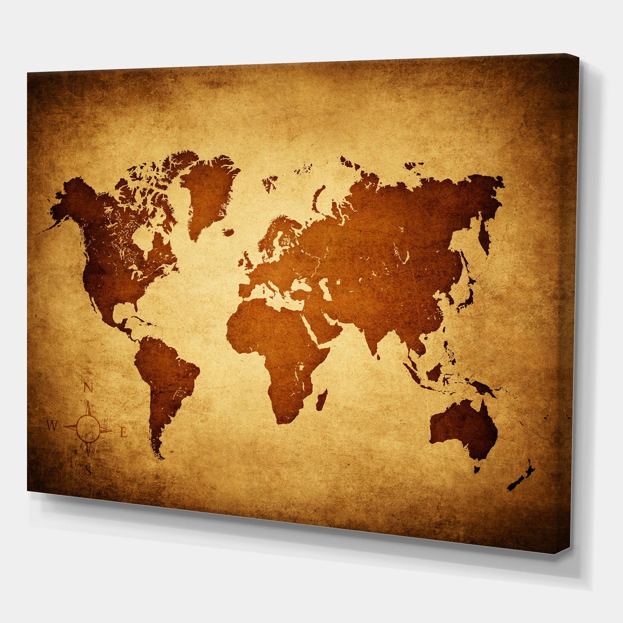 Designart ' Ancient World Map VI ' Vintage Canvas Wall Art Print