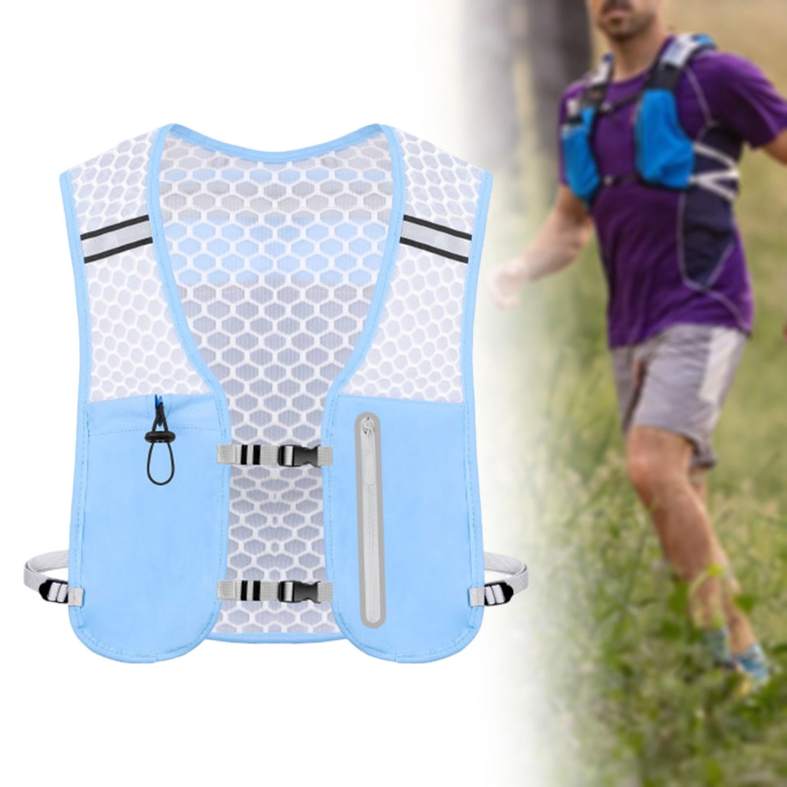QccHieUs Running Vest Pack 2 L with Adjustable Waistband Outdoor Sports Bag for Women Men blue
