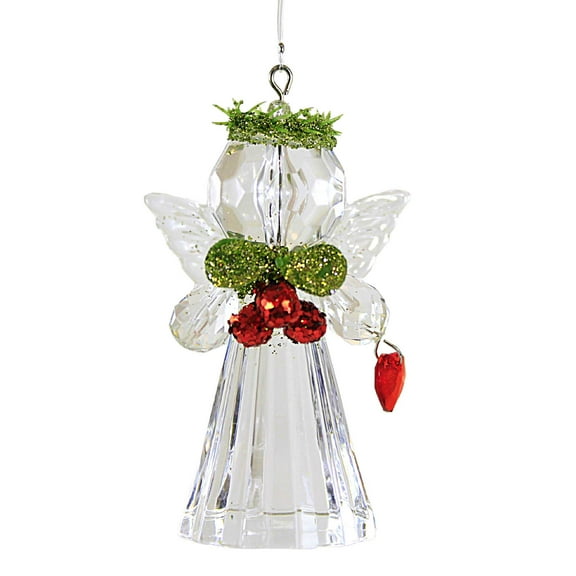 Ganz Mistletoe Angel Ornament - One Ornament 3 Inch, Acrylic - Kissing Krystals Halo Wings Kk438 Heart