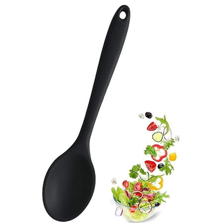 

Silicone Spoons for Cooking Heat Resistant Hygienic Design Cooking Utensi Mixing Spoons for Kitchen Cooking Baking Stirring Mixing Tools (Black)