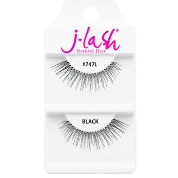 #747L Black , J Lash Daily Eyelashes, hair scalp beauty - Pack of 2 w/ Sleek 3-in-1 Comb/Brush