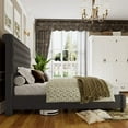 thumbnail image 6 of VanAcc Upholstered King Bed Frame with Velvet Tufted and Sleigh Headboard,Gray, 6 of 6