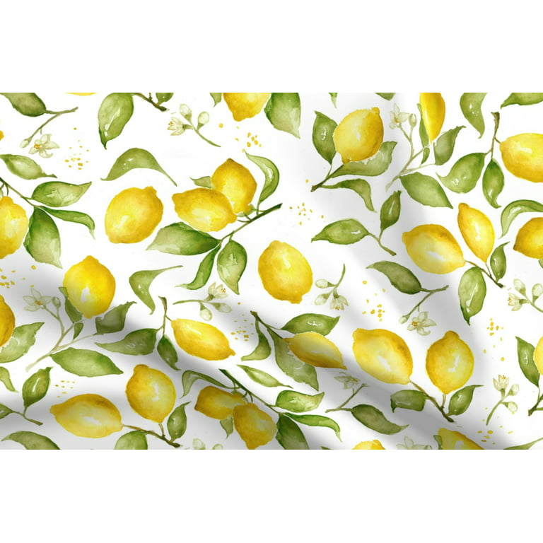 Spoonflower - Lemon Blossom Summer Fruit Kitchen Decor Printed on Linen Cotton Canvas Fabric by the Yard - Sewing Decor Table Apparel Bags - Walmart.com