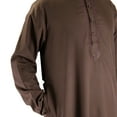 thumbnail image 3 of Hijaz Men's Embroidered Brown Kurta Wrinkle Free Cotton Throbe Long Tunic-M, 3 of 4
