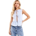 thumbnail image 4 of Tank Tops Women Flowy Tie Front Loose Blouse Breezy Top Womens Camisole Blue L, 4 of 6