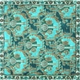 thumbnail image 1 of Ahgly Company Machine Washable Indoor Square Animal Turquoise Blue Traditional Area Rugs, 7' Square, 1 of 4