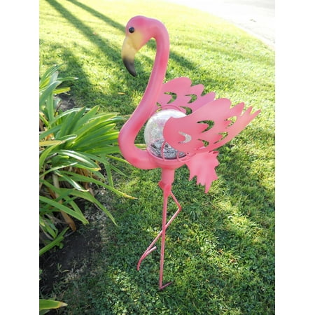 Flamingo Stone (Flamingo Garden Stake Glass Crackle Solar Light, Pink, Solar Powered. Beautiful Flamingo Design. Great Yard/ Garden Decor. Product Size:)