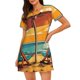 thumbnail image 1 of Easygdp Vintage Beach Sunset Camisón de manga corta para mujer, informal, estampado, 1 of 6