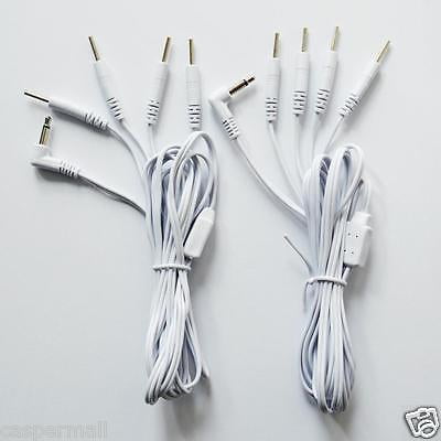 2 PCS ELECTRODE LEAD WIRES Cables for Digital Massager TENS 3.5 mm with 4 pins