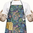 thumbnail image 2 of Blue Pioneer Flower and Paisley Pattern Apron-Garden Aprons for Women with Pockets-Cotton Linen Waterproof Kitchen Cooking Gardening Aprons Adjustable for Kitchen,Cooking,BBQ and Salon 33x27 Inch, 2 of 7