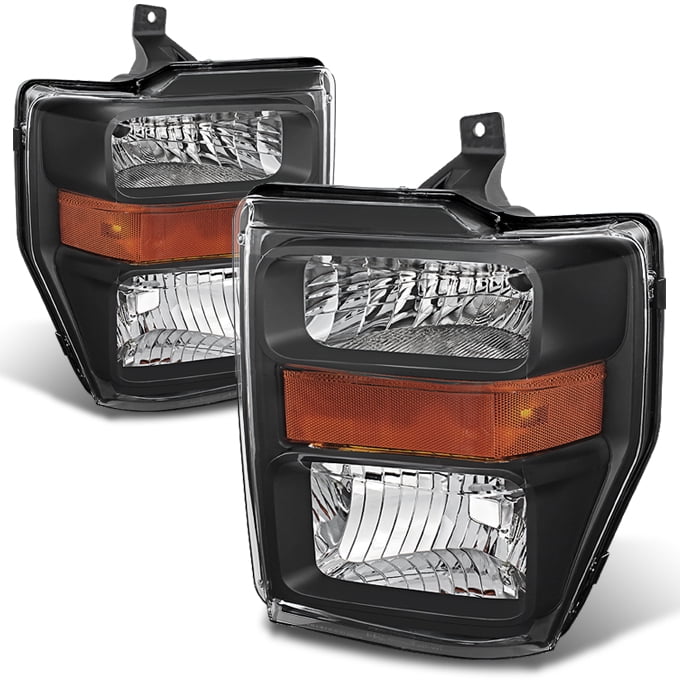 Fits 2008 2009 2010 F250 F350 F450 F550 Super duty Black Headlights 08-10