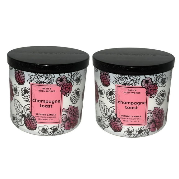 Bath and Body Works Candle -(2 Pack) Champagne Toast 3-Wick Candle with Natural Essential Oils (14.5 oz / 411 g)