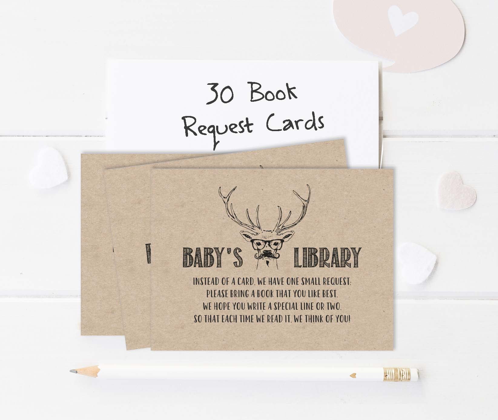 Inkdotpot 30Deer Jungle Animals Gender Neutral Baby Shower Rustic Book Request Cards Bring A Book Instead Of A Card Baby Shower Invitations Inserts Games