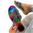 thumbnail image 3 of WIZUTIZ Shower Sandals Women Casual Womens Slip on Sandals Summer Rhinestone Sparkly Shower Shoes Slippers Crossover Beach Slide Sandals Outdoor Cushion Slides Valentines Day Gifts for Her, 3 of 6