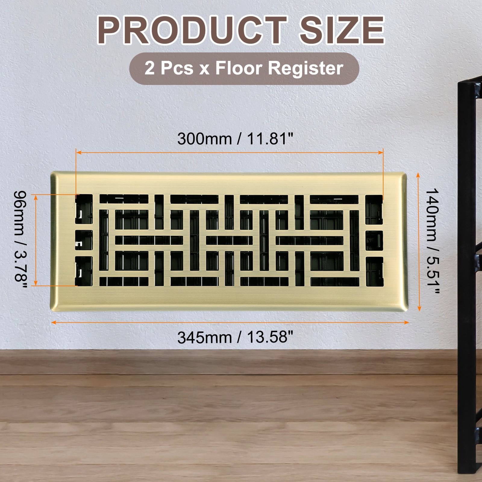 2Pack 4"x12" Floor Register, Heavy Duty Adjustable Floor Vents, Bronze