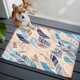 thumbnail image 4 of Abstract Stripes Washable Small Entryway Area Rugs 2'x3', Brown Blue Gradient Wavy Lines Leaf Texture Low Pile Throw Rug Non-Slip Sturdy Edge Binding Carpet for Front Door Floor Room Entry, 4 of 9