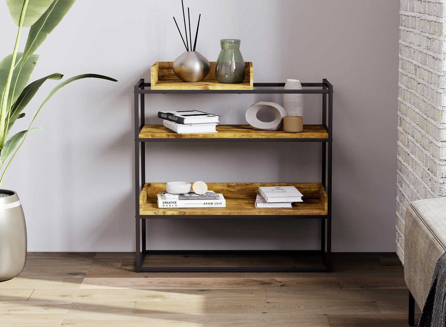 Premium Console Table for Entryway. Versatile Sofa Table. Stylish and Functional Behind Couch Table. Accent Table Easy to Assemble. Console Table with 2 Storage Shelves. Reclaimed Wood Look