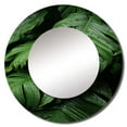 thumbnail image 2 of Designart "Exotic Palmscape Beneath The Emerald Canopy" Palms & Palm Trees Green Large Round Mirror - Round Bedroom Mirror Wall Decor - Traditional Round Printed Mirror - 29" x 29", 2 of 6