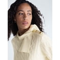 thumbnail image 4 of Free Assembly Women’s Tie Neck Cable Knit Sweater, Midweight, Sizes XS-XXL, 4 of 5