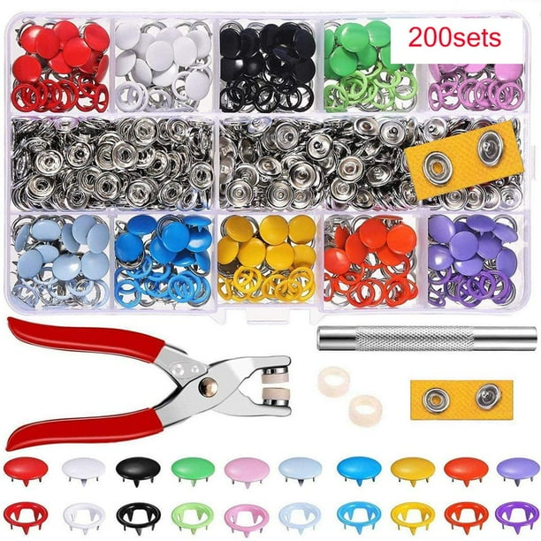 Sujetadores A Presión Conjunto De Sujetadores A Presión Botón De Anillo De Metal Ropa Costura Artesanal Botón De Cobre 200 Uds Kit