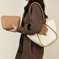 thumbnail image 5 of HUISZJ PU Leather Tote Handbag, Large Capacity Shoulder Bag, Retro Tote Bag for Work Travel Outdoor (Apricot), 5 of 8