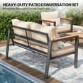 thumbnail image 6 of ECOPATIO 4 Pieces Metal Patio Furniture Set, Modern Outdoor Patio Furniture with Wood Armrest and Thickened Cushions Comfy Patio Sofa for Balcony, Deck and Poolside(Khaki), 6 of 6
