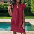 thumbnail image 4 of Lindreshi Summer Dresses for Women 2024 Fashion Women Casual Dress V-Neck Short Sleeve Dress Long Waist Dress, 4 of 5