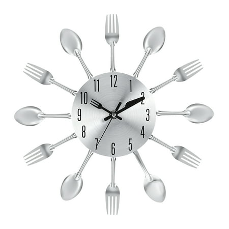 Tableware Wall Clock 12 Inch - Silver