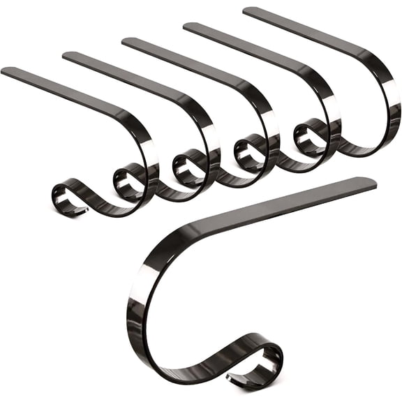 Christmas Stocking Holders for Mantle Set of 6,Stocking Hangers for Mantel,Fireplace,Christmas Decorations,Mantel Stocking Hooks Clip for Xmas Party Decor - Gray