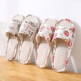 thumbnail image 2 of Pantuflas de lino de verano con estampado pastoral para el hogar, antideslizantes, para parejas, de lino, para hombres y mujeres, para viajes, de algodón y lino, 2 of 6