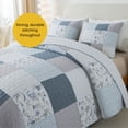 thumbnail image 4 of SLPR Juego de edredón de algodón de ensueño costero, tamaño Queen con 2 fundas de almohada, colcha acolchada de patchwork suave de color morado y azul, ropa de cama de estilo rural para todas las esta, 4 of 5