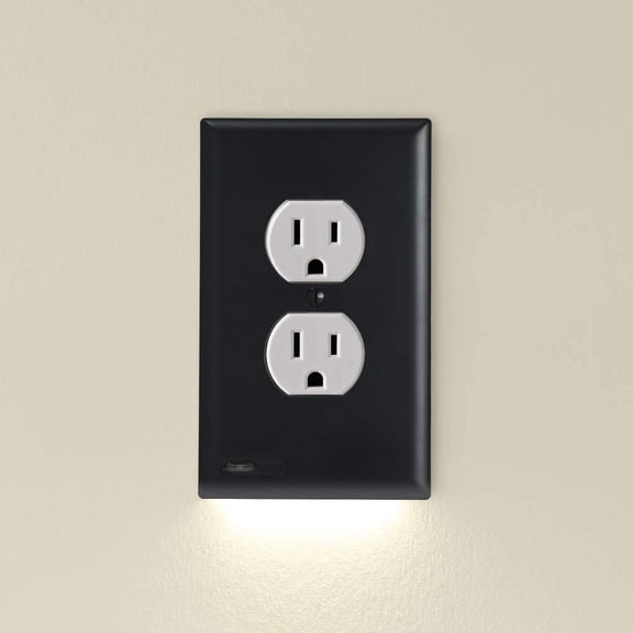3 Pack - SnapPower GuideLight 2 for Outlets [New Version - LED Light Bar] - Night Light - Electrical Outlet Wall Plate with LED Night Lights - Automatic On/Off Sensor - (Duplex, Black)