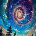 thumbnail image 5 of RUIYC Bathroom Shower Curtain Multiple Sizes Galaxy Space Colorful Starry Sky Trippy Mountain Misty Landscape White, 5 of 7