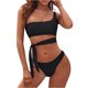 thumbnail image 1 of TRKIYQC 2 Piezas Bikini de Verano para Mujer Color sólido Tops Acolchados de un Hombro + Tangas de Cintura Baja Traje de baño para Damas, S/M/L/XL TRKIYQC moderno, 1 of 9