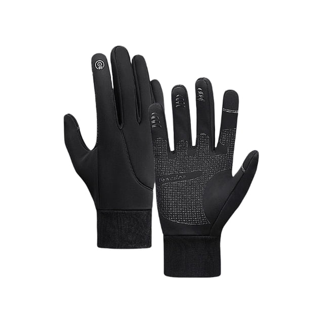 Guantes de ciclismo Jumpingount Hombre Invierno Pantalla Táctil Impermeables Cálidos Negro S