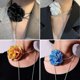 thumbnail image 5 of Big Rose Flower Collarbone Chain Simple Adjustable Cloth Necklace Women Choker-YUHAO--White-Model code 30130 White, 5 of 5